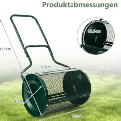 68 cm Breiter Kompoststreuer mit Verbesserten Seitlichen Riegeln & U-förmigem Griff Grün