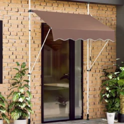 150 cm Breit Klemmmarkise ohne Bohren UV-beständige Balkonmarkise Höhenverstellbare Markise Kaffee