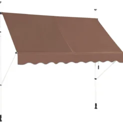 250 cm Breit Klemmmarkise ohne Bohren UV-beständige Balkonmarkise Höhenverstellbare Markise Kaffee