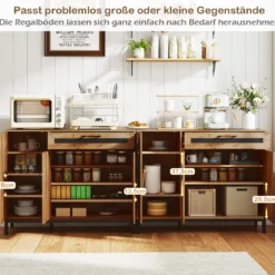 120 cm Buffetschrank Sideboard Beistellschrank Holz großes Bauernhaus Aufbewahrungsschrank Natur