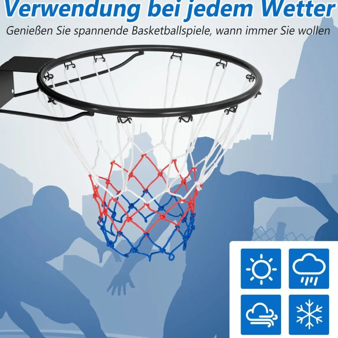 Ø45cm/37cm Basketballkorb mit Ring & Netz für Tür & Wandmontage Indoor Mini Basketball Korb