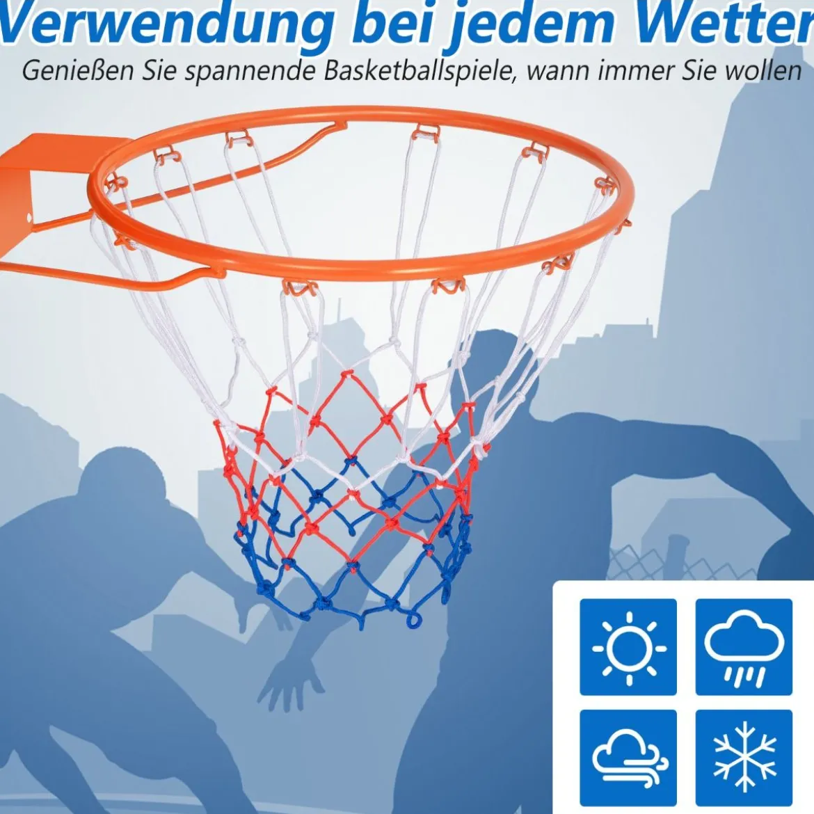 Ø45cm/37cm Basketballkorb mit Ring & Netz für Tür & Wandmontage Indoor Mini Basketball Korb