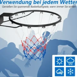Ø45cm/37cm Basketballkorb mit Ring & Netz für Tür & Wandmontage Indoor Mini Basketball Korb