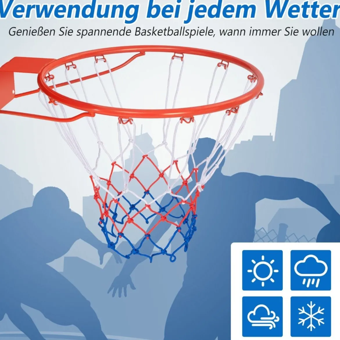 Ø45cm/37cm Basketballkorb mit Ring & Netz für Tür & Wandmontage Indoor Mini Basketball Korb