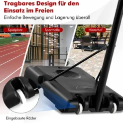 130 cm - 305 cm Höhenverstellbarer Basketballkorb mit Ständer & 2 Rädern Korbständer Schwarz