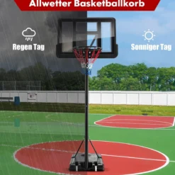 130 cm - 305 cm Höhenverstellbarer Basketballkorb mit Ständer & 2 Rädern Korbständer Schwarz