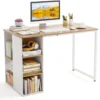 115 cm Computertisch moderner Home-Office-Schreibtisch mit 5 Aufbewahrungsfächern Schreibtisch Natur