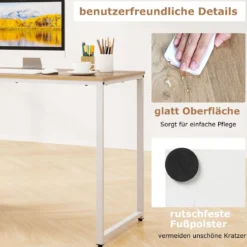 115 cm Computertisch moderner Home-Office-Schreibtisch mit 5 Aufbewahrungsfächern Schreibtisch Natur