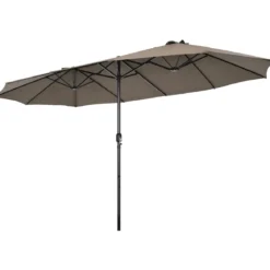 Ø480 cm Doppelsonnenschirm Marktschirm mit Kurbel & UV Schutz Gartenschirm