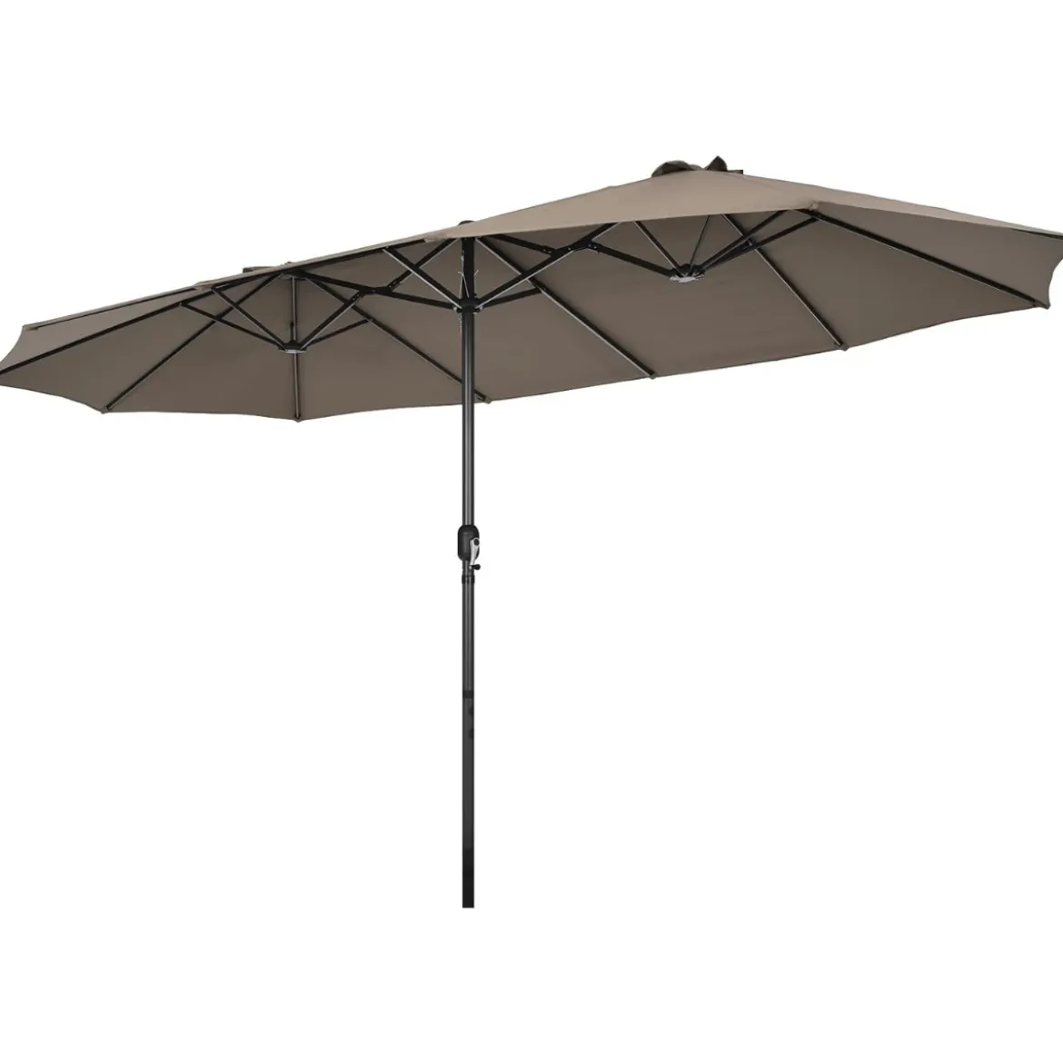 Ø480 cm Doppelsonnenschirm Marktschirm mit Kurbel & UV Schutz Gartenschirm