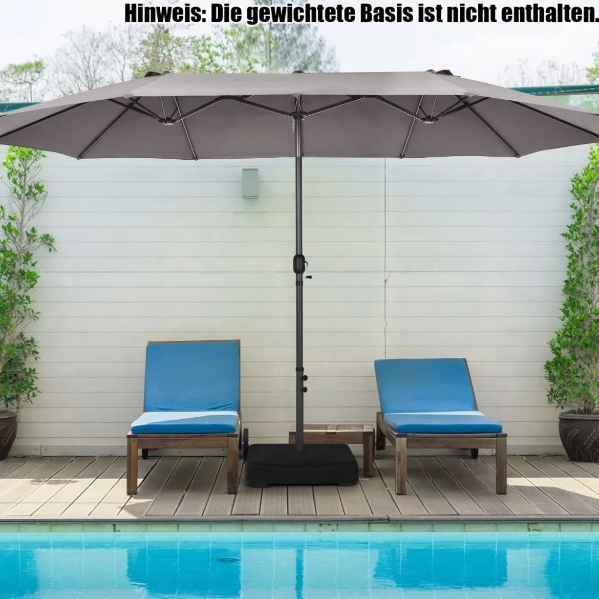 Ø480 cm Doppelsonnenschirm Marktschirm mit Kurbel & UV Schutz Gartenschirm
