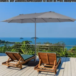 Ø480 cm Doppelsonnenschirm Marktschirm mit Kurbel & UV Schutz Gartenschirm