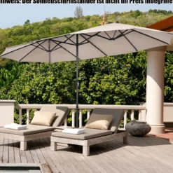 Ø480 cm Doppelsonnenschirm Marktschirm mit Kurbel & UV Schutz Gartenschirm