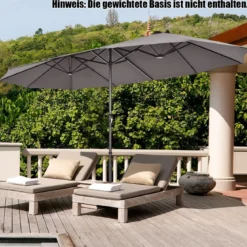 Ø480 cm Doppelsonnenschirm Marktschirm mit Kurbel & UV Schutz Gartenschirm