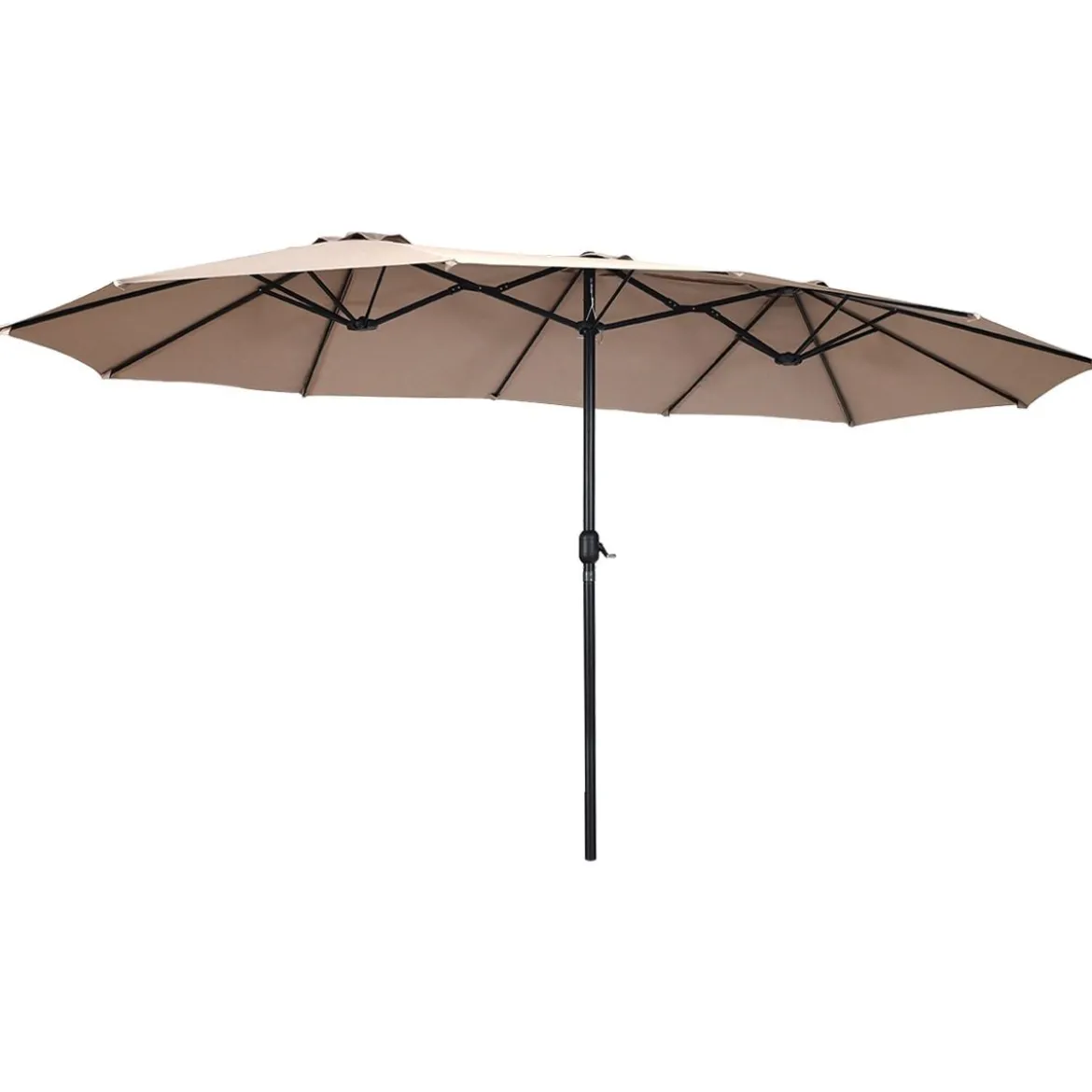 Ø480 cm Doppelsonnenschirm Marktschirm mit Kurbel & UV Schutz Gartenschirm