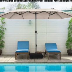 Ø480 cm Doppelsonnenschirm Marktschirm mit Kurbel & UV Schutz Gartenschirm