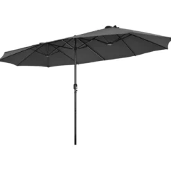 Ø480 cm Doppelsonnenschirm Marktschirm mit Kurbel & UV Schutz Gartenschirm