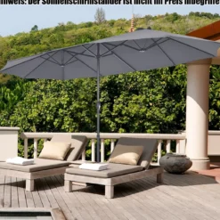 Ø480 cm Doppelsonnenschirm Marktschirm mit Kurbel & UV Schutz Gartenschirm