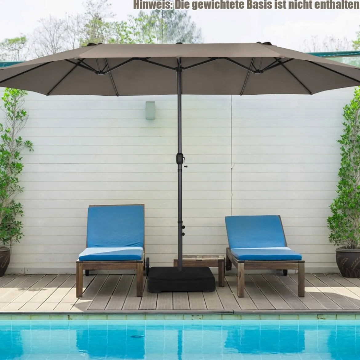Ø480 cm Doppelsonnenschirm Marktschirm mit Kurbel & UV Schutz Gartenschirm