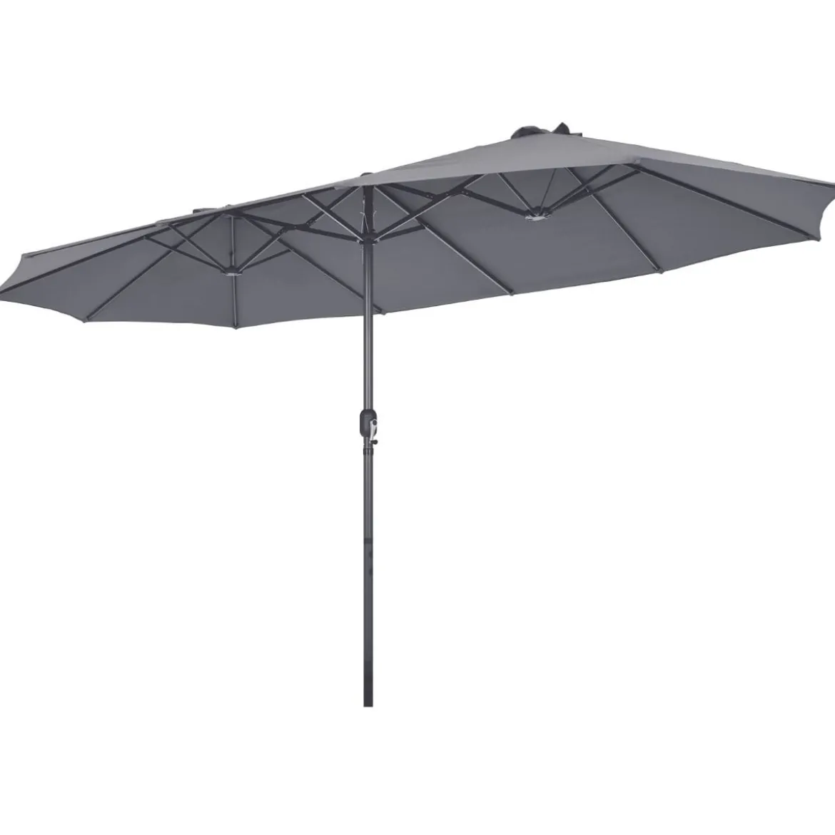 Ø480 cm Doppelsonnenschirm Marktschirm mit Kurbel & UV Schutz Gartenschirm