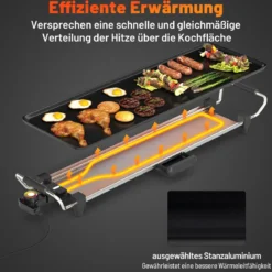 70cm Elektrische Grillplatte Teppanyaki Grill Antihaftbeschichtet BBQ-Grill Elektrogrill