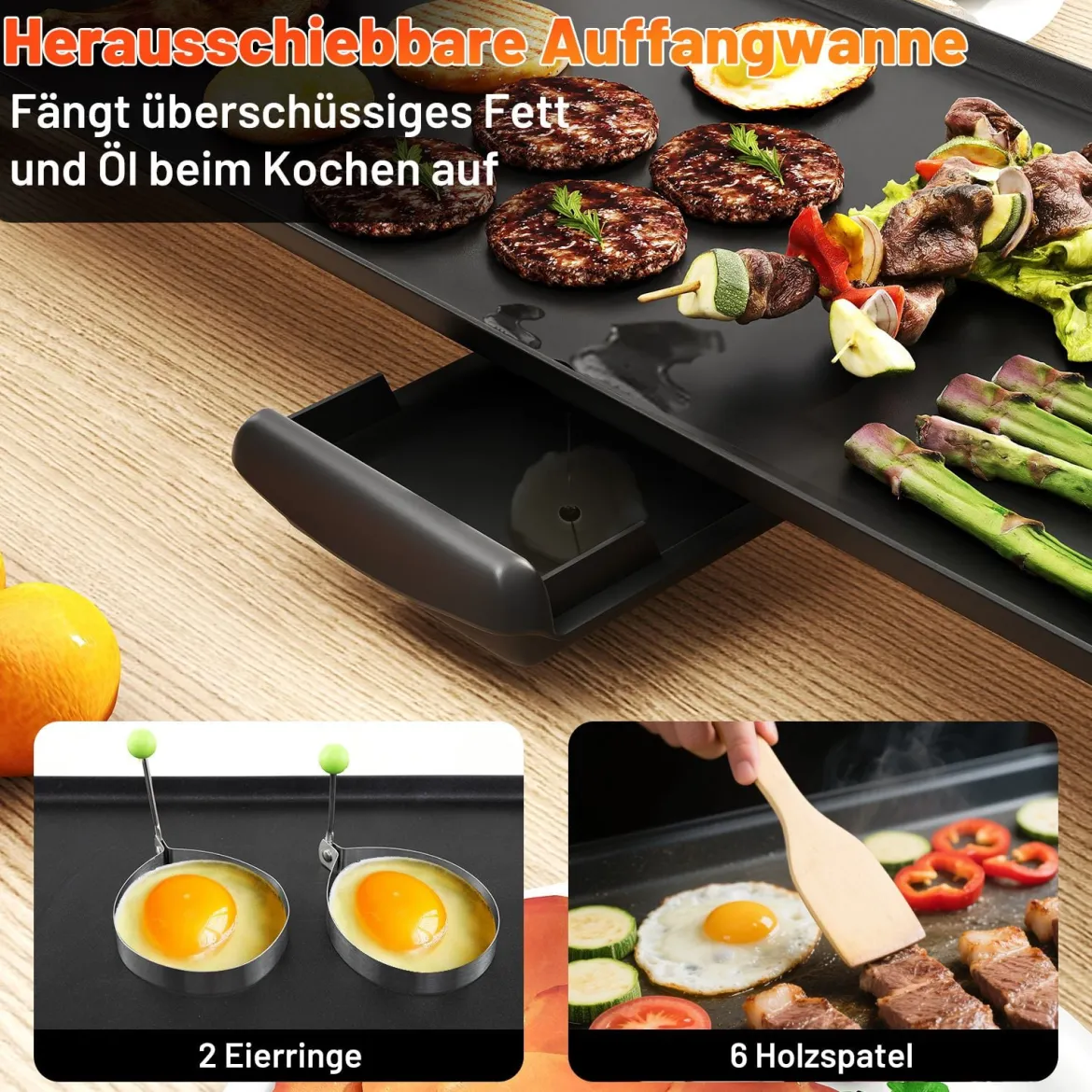 70cm Elektrische Grillplatte Teppanyaki Grill Antihaftbeschichtet BBQ-Grill Elektrogrill