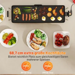 70cm Elektrische Grillplatte Teppanyaki Grill Antihaftbeschichtet BBQ-Grill Elektrogrill