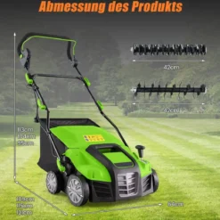 41 cm Elektrischer Vertikutierer & Rasenlüfter 15A 2-in-1 Rasenvertikutierer mit 3-Positionen Höhenverstellung