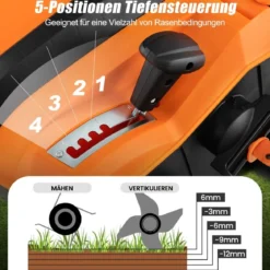 41 cm Elektrischer Vertikutierer & Rasenlüfter 15A 2-in-1 Rasenvertikutierer mit 3-Positionen Höhenverstellung