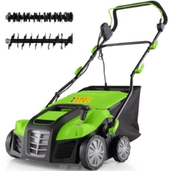 41 cm Elektrischer Vertikutierer & Rasenlüfter 15A 2-in-1 Rasenvertikutierer mit 3-Positionen Höhenverstellung