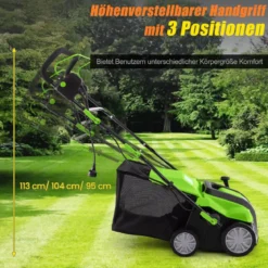 41 cm Elektrischer Vertikutierer & Rasenlüfter 15A 2-in-1 Rasenvertikutierer mit 3-Positionen Höhenverstellung