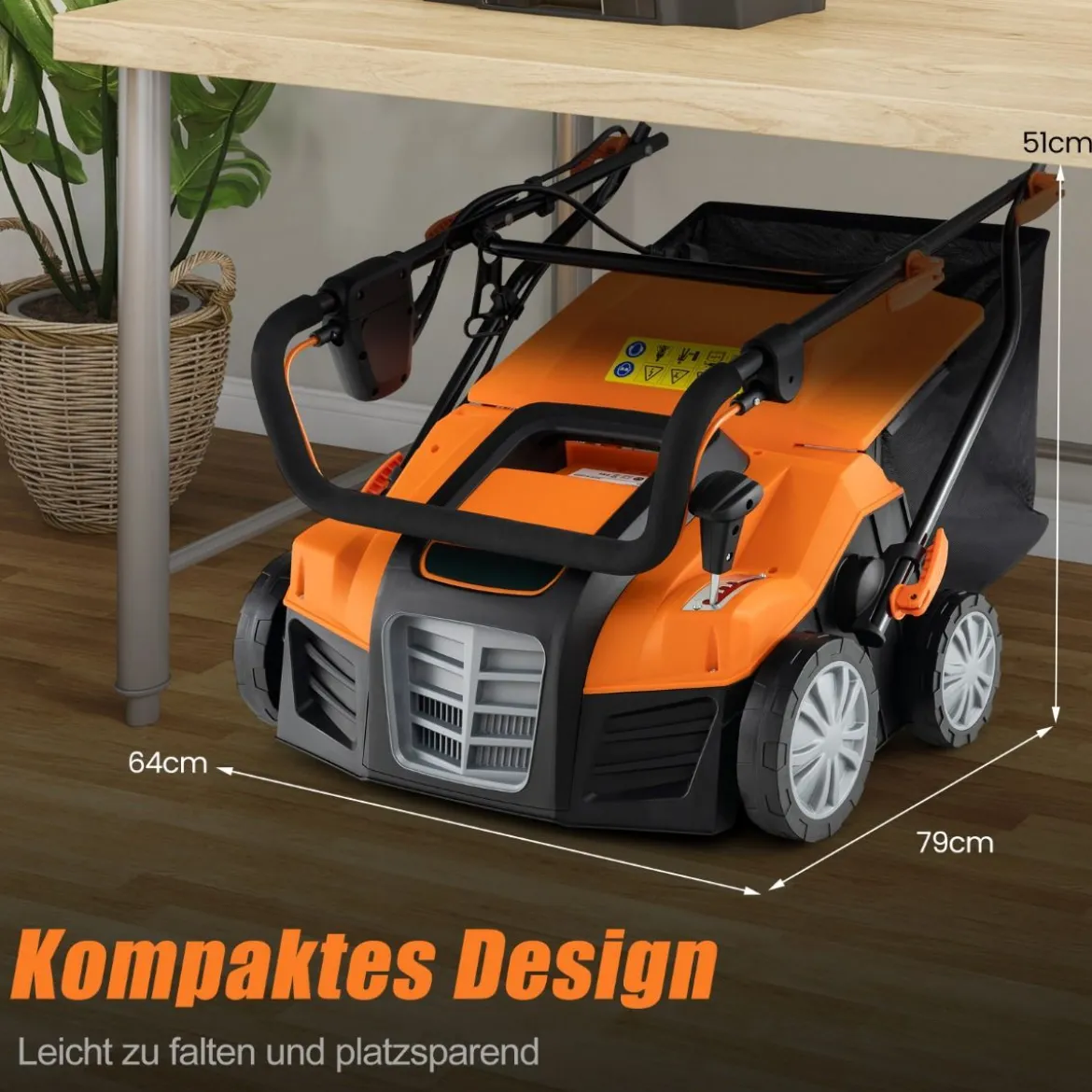 41 cm Elektrischer Vertikutierer & Rasenlüfter 15A 2-in-1 Rasenvertikutierer mit 3-Positionen Höhenverstellung