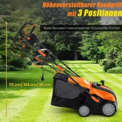 41 cm Elektrischer Vertikutierer & Rasenlüfter 15A 2-in-1 Rasenvertikutierer mit 3-Positionen Höhenverstellung