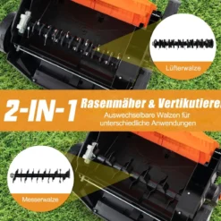41 cm Elektrischer Vertikutierer & Rasenlüfter 15A 2-in-1 Rasenvertikutierer mit 3-Positionen Höhenverstellung