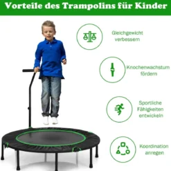 Ø120 cm Faltbares Trampolin Fitness-Trampolin mit verstellbarem Griff Grün + Schwarz