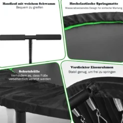 Ø120 cm Faltbares Trampolin Fitness-Trampolin mit verstellbarem Griff Grün + Schwarz