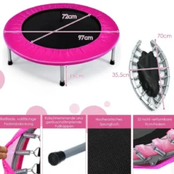 Ø 97 cm faltbares Trampolin Mini-Falttrampolin für Kinder tragbar Rosa