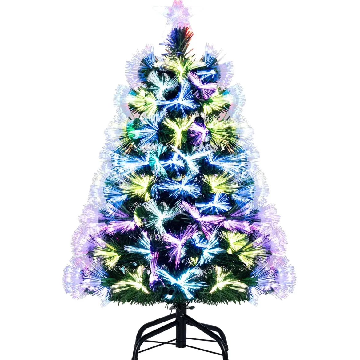 95 cm faseroptischer Weihnachtsbaum künstlicher Tannenbaum mit 93 Zweigspitzen Stern als Baumspitze Grün