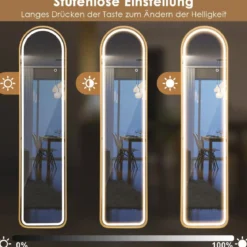 155 cm Ganzkörperspiegel mit Goldenem Alurahmen & Explosionssicherer Folie Standspiegel
