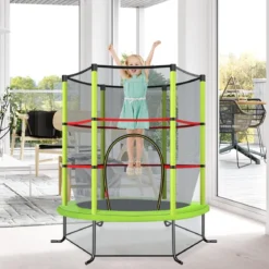 Ø165cm Gartentrampolin mit Sicherheitsnetz Trampolin bis 135KG Belastbar Farben Wählbar