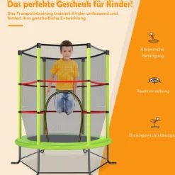 Ø165cm Gartentrampolin mit Sicherheitsnetz Trampolin bis 135KG Belastbar Farben Wählbar