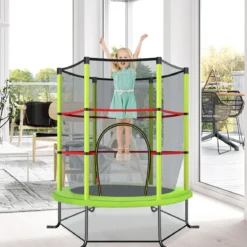 Ø165cm Gartentrampolin mit Sicherheitsnetz Trampolin bis 135KG Belastbar Farben Wählbar