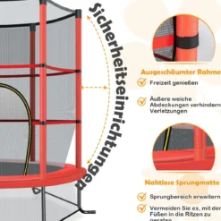 Ø165cm Gartentrampolin mit Sicherheitsnetz Trampolin bis 135KG Belastbar Farben Wählbar