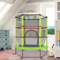 Ø165cm Gartentrampolin mit Sicherheitsnetz Trampolin bis 135KG Belastbar Farben Wählbar