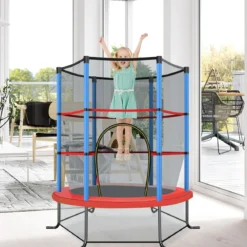 Ø165cm Gartentrampolin mit Sicherheitsnetz Trampolin bis 135KG Belastbar Farben Wählbar