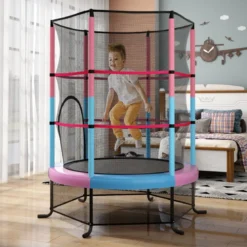 Ø165cm Gartentrampolin mit Sicherheitsnetz Trampolin bis 135KG Belastbar Farben Wählbar