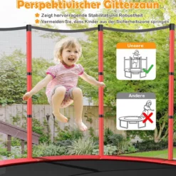 Ø165cm Gartentrampolin mit Sicherheitsnetz Trampolin bis 135KG Belastbar für Kinder ab 3 Jahre