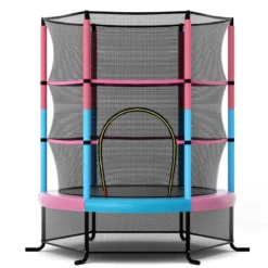 Ø165cm Gartentrampolin mit Sicherheitsnetz Trampolin bis 135KG Belastbar für Kinder ab 3 Jahre