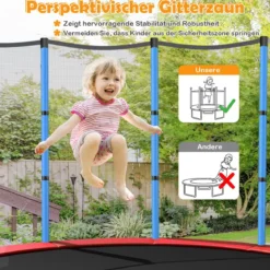 Ø165cm Gartentrampolin mit Sicherheitsnetz Trampolin bis 135KG Belastbar für Kinder ab 3 Jahre