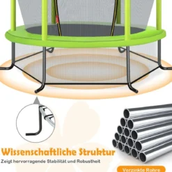 Ø165cm Gartentrampolin mit Sicherheitsnetz Trampolin bis 135KG Belastbar für Kinder ab 3 Jahre